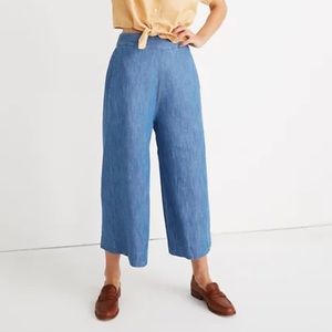 Madewell chambray Huston pull-on crop pants, medium tall